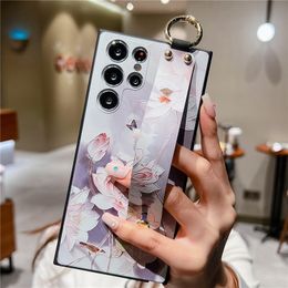 Luxury 3D Emboss Flower Phone Holder Case for Funda Samsung S23 Ultra S22 S21 S20 Note 10 Lite 20 A53 23 33 A13 73 A14 24 34 A54