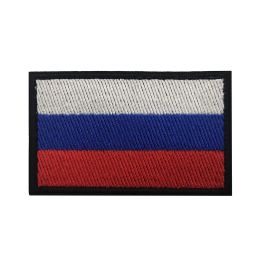 Russia Flag Hook & Loop Patch Custom Chechnya Belarus Embroidery Morale Badges for Military Outdoor Tactics Backpack Helmet