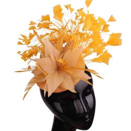 Sinamay Ladies Chic Fascinators Hats with Feather Church Wedding Cocktail Millinery Racing Season Kentucky Derby for Women 240401