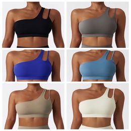 women crop top y2k tank top Irregular shoulder strap single piece sports vest for women's outdoor fitness