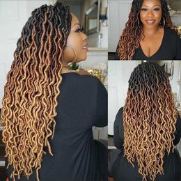 Gypsy Locs Crochet Braids Hair Soft Faux Locs Synthetic Hair 24 Strands/Pack 18 Inch Curly Dreadlocks Crochet Hair for Women