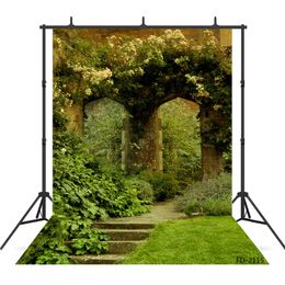 Natural Forest Path Photography Backgrounds Green Leaves Scenic Field Road Train Portrait Vinyl Photo Backdrop for Photographers