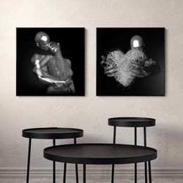 3D Effect Angel Hug Couple Sculpture Lover Art Posters Canvas Paintings Aesthetic Wall Art Prints Picture Room Home Decoration