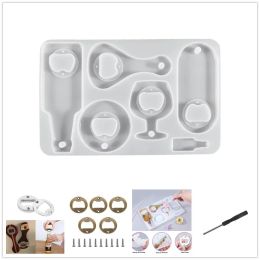 DIY Bottle Opener Tools Set Resin Molds Beer Opener Silicone Mold Making Jewelry Casting Wine Corkscrew Screwdriver Wrench Kit