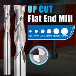 Sprial Milling Cutter 2 Flute Flat End Mill 3.175 4 6 8 10 12 mm Shank CNC Router Bits Carbide Milling Tools for Woodworking