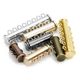 5pcs 2-8rows Magnetic Clasps End Caps Slider Clasp Buckles Tubes With Connectors Lock Clasp For Diy Multilayer Bracelet Necklace
