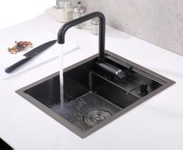 black Hidden Kitchen sink Single bowl Bar Small Size sink Stainless Steel Balcony sinks Concealed black kitchen sink Bar4538853