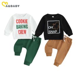 Trousers ma&baby 03Y Christmas Newborn Infant Baby Boy Girl Clothes Sets Casual Letter Long Sleeve Tops Pants Xmas Outfits Costumes