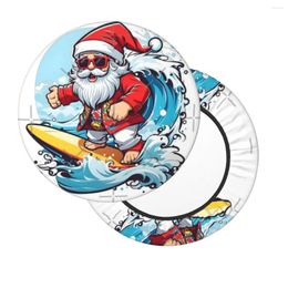Pillow Festive Santa Claus Surfing Christmas Waves Round Bar Chair Cover Decor Soft Fabric For