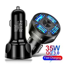 35W 4 Ports USB Car Charger Fast Charging PD Quick Charge 3.0 USB C Car Phone Charger Adapter For iPhone 13 12 Samsu T9S5