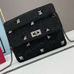 Top quality Diamond handbag bag shoulder bags for women CrossBody fashion Tote Retro brass distressed effect chains purse Crystal logo handbags wholesale Designer