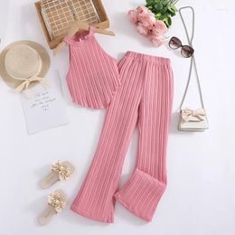 Clothing Sets 2024 Summer Girls Set Fashion Sleeveless Top Pants 2Pcs Suit For 6-12 Years Teenagers Kids Outfit