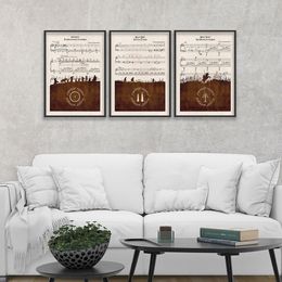Sheet Music Posters and Prints Classic Rings Movie Middle Earth Dormitory Wall Art Pictures Canvas Painting Home Room Decor