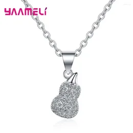 Pendant Necklaces 925 Sterling Silver Necklace Collar Shining Crystal Rhinestone Flower Star Bottle Charms Women Ladies Party Jewellery