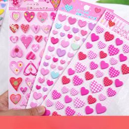 Kawaii Colourful Hearts 3D Puffy Stickers Aesthetic Scrapbooking Diy Journal Stationery Sticker Deco Art Supplies Gift Prizes