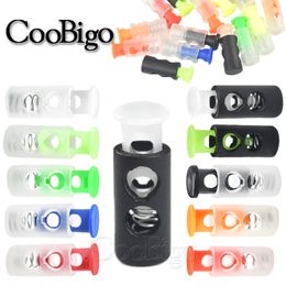 12pcs Colourful Cylindrical Cord Lock Stopper Transparent Toggles Clip for Paracord Rope Lanyard Shoelace Apparel Accessories