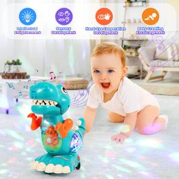 Crawling Dinosaur Baby Toys for 3 Years Old, Tummy Time Toys with Music and Colourful LED Lights Interactive Musical