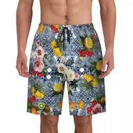 Men's Shorts Lemon Fruits Sicilian Board Summer Romantic Hawaii Short Pants Men Running Quick Drying Pattern Swim Trunks
