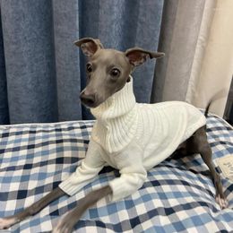 Dog Apparel Italian Greyhound White Turtleneck Soft Lapel Long Sleeve Whippet Sweater Bellington