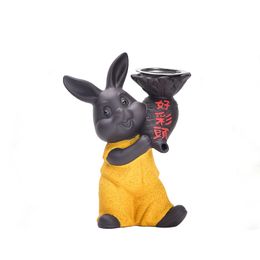 Creative ceramic tea pet ornament Chinese zodiac mascot Jade rabbit Zhaocai tea strainer Philtre tea dispenser