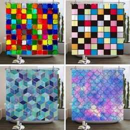 Shower Curtains Colourful Mosaic Pattern Art Printed Bathroom Waterproof Polyester Bath Curtain Home Decor With Hooks