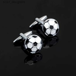 Cuff Links Luxury Jewelry Round football enamel Cufflink for Mens French Shirt Brand Cuff botton Wedding High Quality sports Cufflinks Y240411