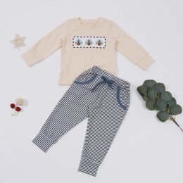 Trousers 2pcs Baby Girls Clothes Pure Cotton Outfits Turkey Embroidery Floral Pattern Long Pants Children Boutique Clothing