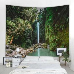 Wall Painting Tapestry Tapestries Hanging Landscape Psychedelic Jungle Waterfall Boho Home Decor Travel Mattress Studio Room Decor Art R0411