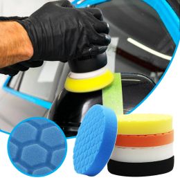 Automobile Polishing Sponge Wheel Hexagonal Football Pattern Waxing Sponge Polishing Pad Kit 3/4/5/6/7 Inch Sponge random color