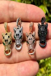 Pendant Necklaces 5 Pcs Cubic Zirconia Pave Leopard Panther Pendant Bling Charms For Jewelry Making Bracelet Necklace Handcrafting8978143