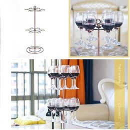 Kitchen Storage Metal Wine Glass Flight Server Stand Elegant Freestanding Bronze Glasses Display Easy To Instal With 12 Holders