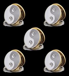 5pcs Commemorative Coins Metal Craft Tai Chi Gossip Card Guard Protector Poker Chipsr Game Accessories4370252