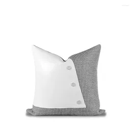 Pillow Cover 45x45cm Jacquard Leather Spliced Throw Pillows INS Fashion White Grey Decorative S For Bedroom Home Decor