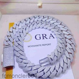 Moissanite -Kettenschmuck für Männer Kubanische Verbindung Out Pass Diamond Tester VVS Moissanit Schmuck Halskette Armband Frauen 14mm Ketten Designer Jewlery Yqy2