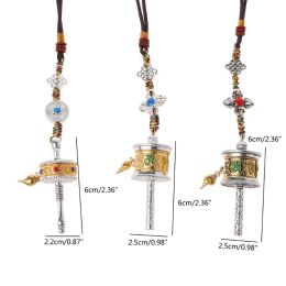 Exquisite Prayer Wheel Spinner Pendant Keychain Tibetan Nepal Carving Rotatable for KEY Ring Jewelry for Bag Pendant Gift