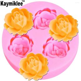 Baking Moulds Kaymiklee M005 Rose Flower Arylic Resin Silicone Mould Fondant Sugar Craft Chocolate Gumpaste