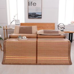 New double-sided bamboo mat, Carbonised bamboo mat, summer ice silk rattan mattress, student dormitory single suite, foldable