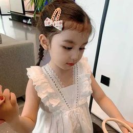 Girl's Dresses 2024 Summer Kids Girls Dress Childrens Lace Wear Thin White Dresses Baby Girl Casual Princess Dress