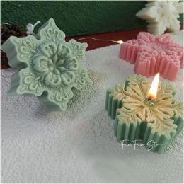 Christmas Snowflake Candle Silicone Mould DIY Aromatherapy Plaster Candle Soap Decorating Mould Candy Chocolate Making Tools