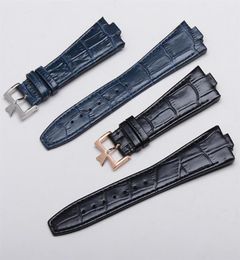 Black Dark Blue Genuine Cow leather straps fit For constantin 47660 000G9829 watch 25mm 9mm lug Overseas watchbands bracelet255v7067128