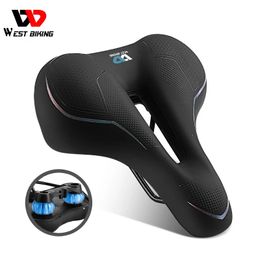 MTB Bicycle Saddle Breathable Road Bike Saddle Shock Absorbing Comfortable Bike Seat Tail Light Compatible Bicycle Accessories
