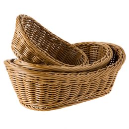 Wicker Woven Basket Oval Bread Tray Holding Basket for Food Fruit Cosmetic Storage Tabletop Bathroom Storage Kitchen Organiser