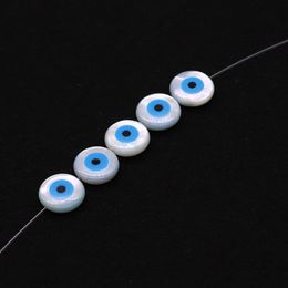 5pcs/lot Evil Eye Natural Mother of Pearl Shell Beads Turkish Eye Beads for Making DIY Bracelet Necklace Jewellery Accessories 8mm