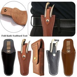 Fold Knife Scabbard Bag Flashlight Belt Loop Case Holder Leather Sheath Pocket Hunt Camp Outdoor Carry Tool Bag Equipment