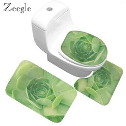 Bath Mats Zeegle 3Pcs/set Bathroom Rug Set Flannel Mat Washable Shower Carpet Non-slip Kitchen