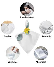 Plant Leaves Green White 4/6/8pcs Table Napkins Restaurant Dinner Wedding Banquet Decor Cloth Napkins Supplies Party Decoration