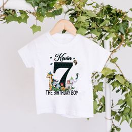 Personalized Birthday Shirt 1-9 Year T-Shirt Wild Theme Party Boys Tee T Shirt Animal with Name Birthday Outfit Clothes Kid Tops