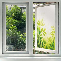 Window Stickers Green Plants Pvc Electrostatic Glass Sticker Decorative Films Bathroom Adhesive-free Without Leaving Traces Remove