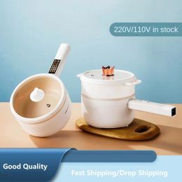 Pots 110V 220V Electric Hot Pot Household Rice Cooker Frying Pot Food Cooking Machine Multi Cooker 1 Layer/2 Layer Available