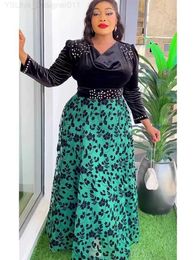 Plus size Dresses 2024 Elegant Plus Size African Womens Party Dress Spring Fashion Dashiki Ankara Velvet Wedding Long Dress Slim Dress C240411